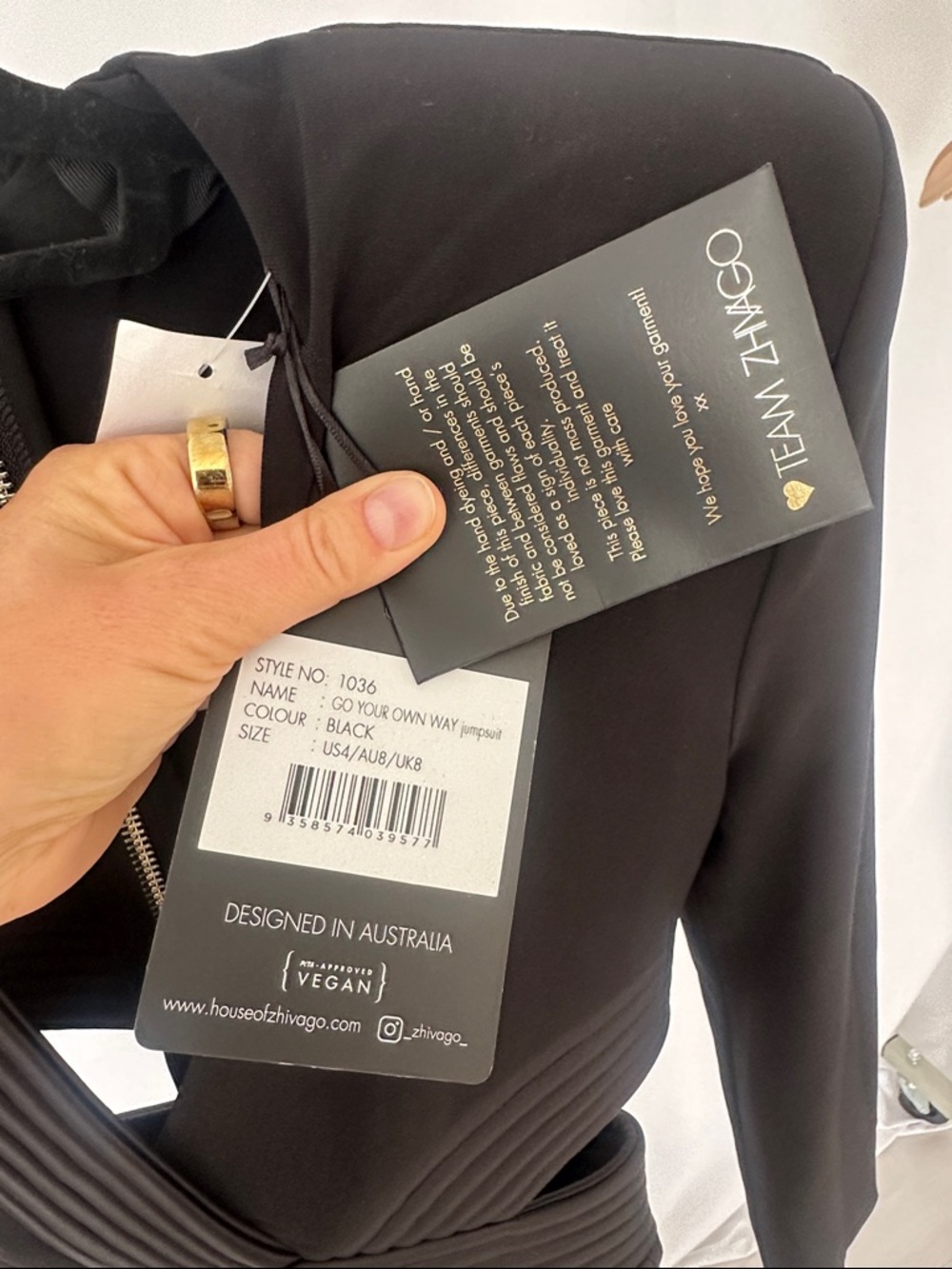 Zhivago Black Boot Cut Jumpsuit with Ribbed Waist Panel - Picture 6 of 6